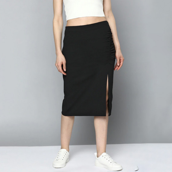 https://www.zestystyles.in/products/women-black-pure-cotton-solid-ruched-straight-skirt