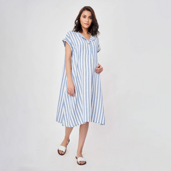 https://www.zestystyles.in/products/blue-striped-maternity-shirt-midi-dress